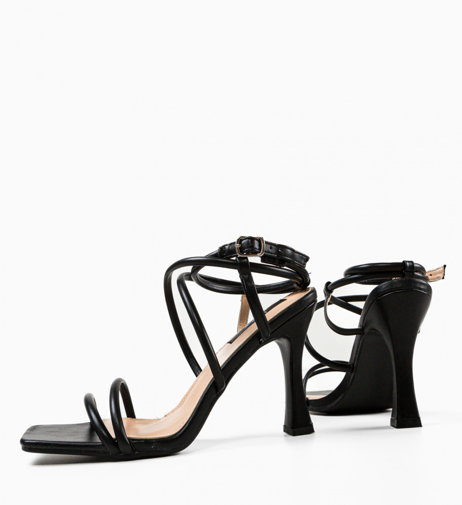 Sandale Carina Negre cu Toc - Eleganță Urbană - imagine 7
