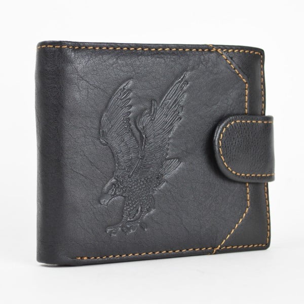 Portofel Oem Edward Piele Naturala - Negru, Elegant - imagine 5