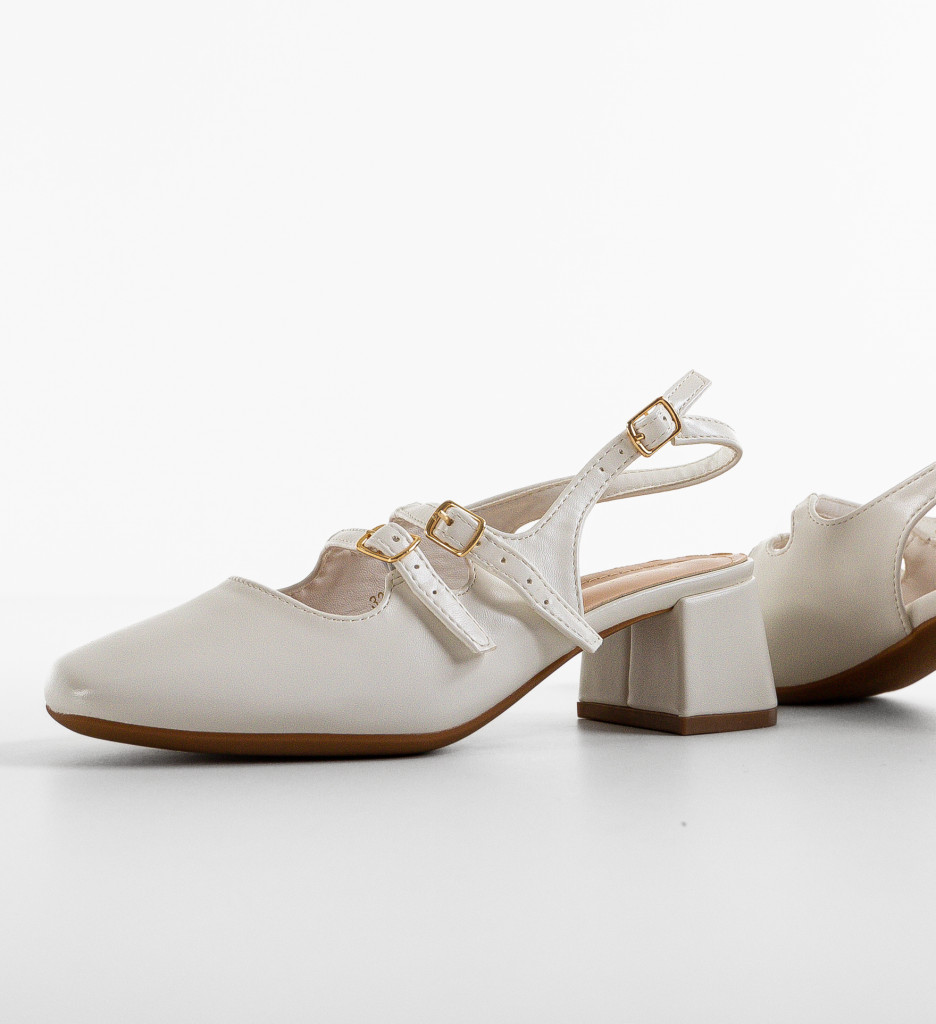 Pantofi Drina Albi cu Toc - Eleganță și Stil - imagine 5