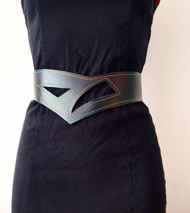 Centura Neagra Asimetrica Shopika Piele Naturala