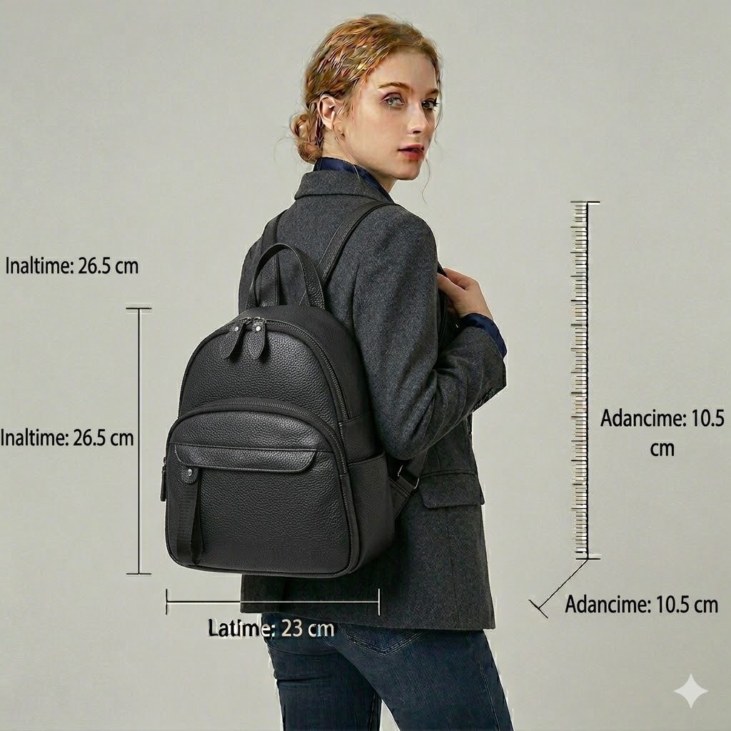 Rucsac Dama Piele Naturala Pfy Nylay GT1521 - imagine 2