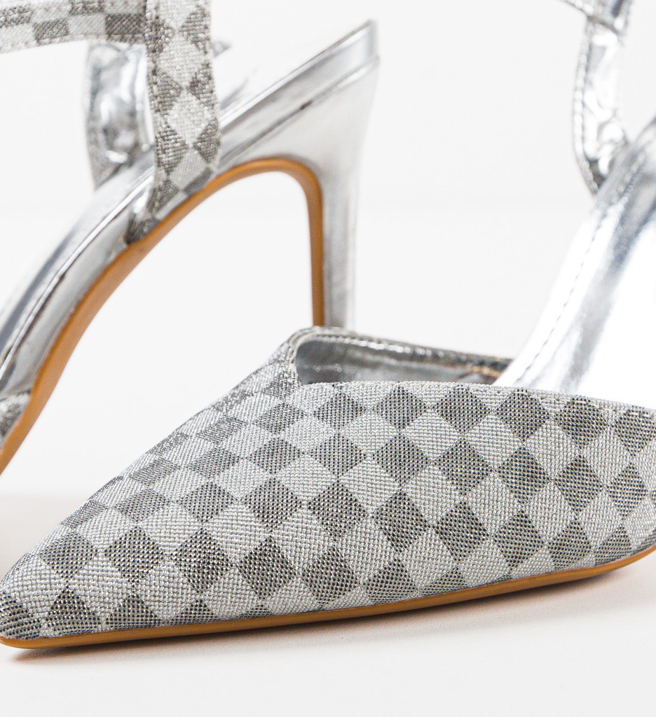 Pantofi Dama Valborg Gri cu Toc Eleganți - imagine 8