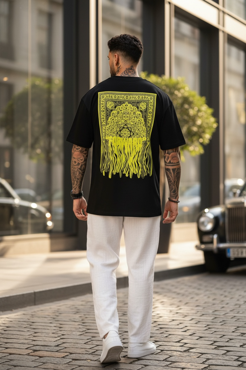 Tricou barbati  negru  oversize  premium Y262 11-5.2