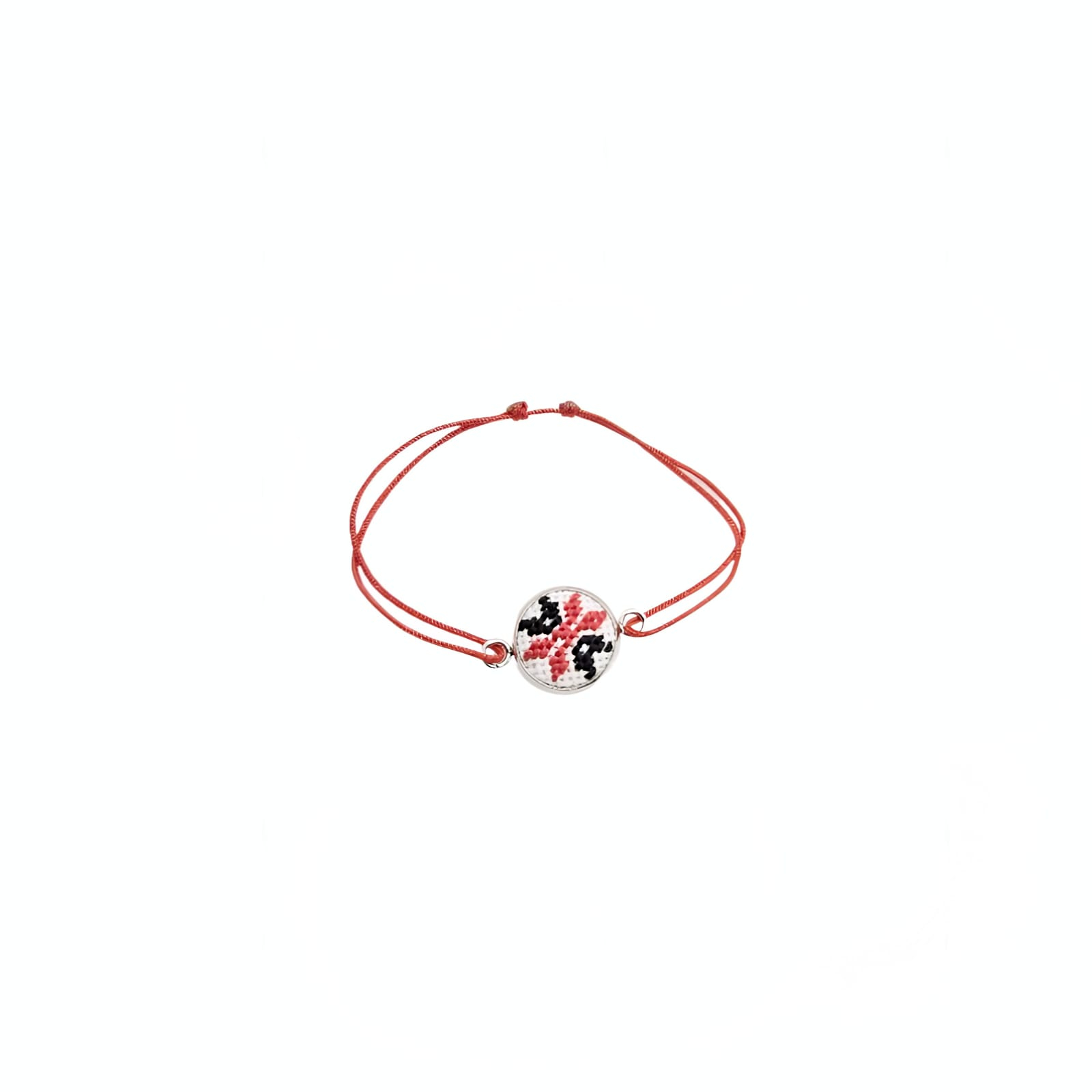 Bratara din inox cu broderie si snur reglabil, model   stea