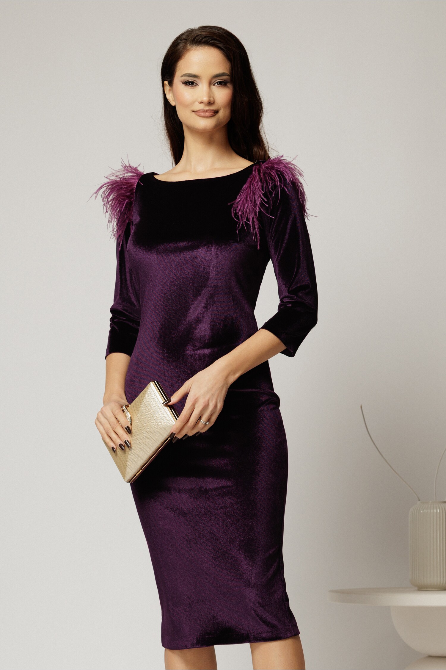 Rochie Eleganta Catifea Mov DY Fashion