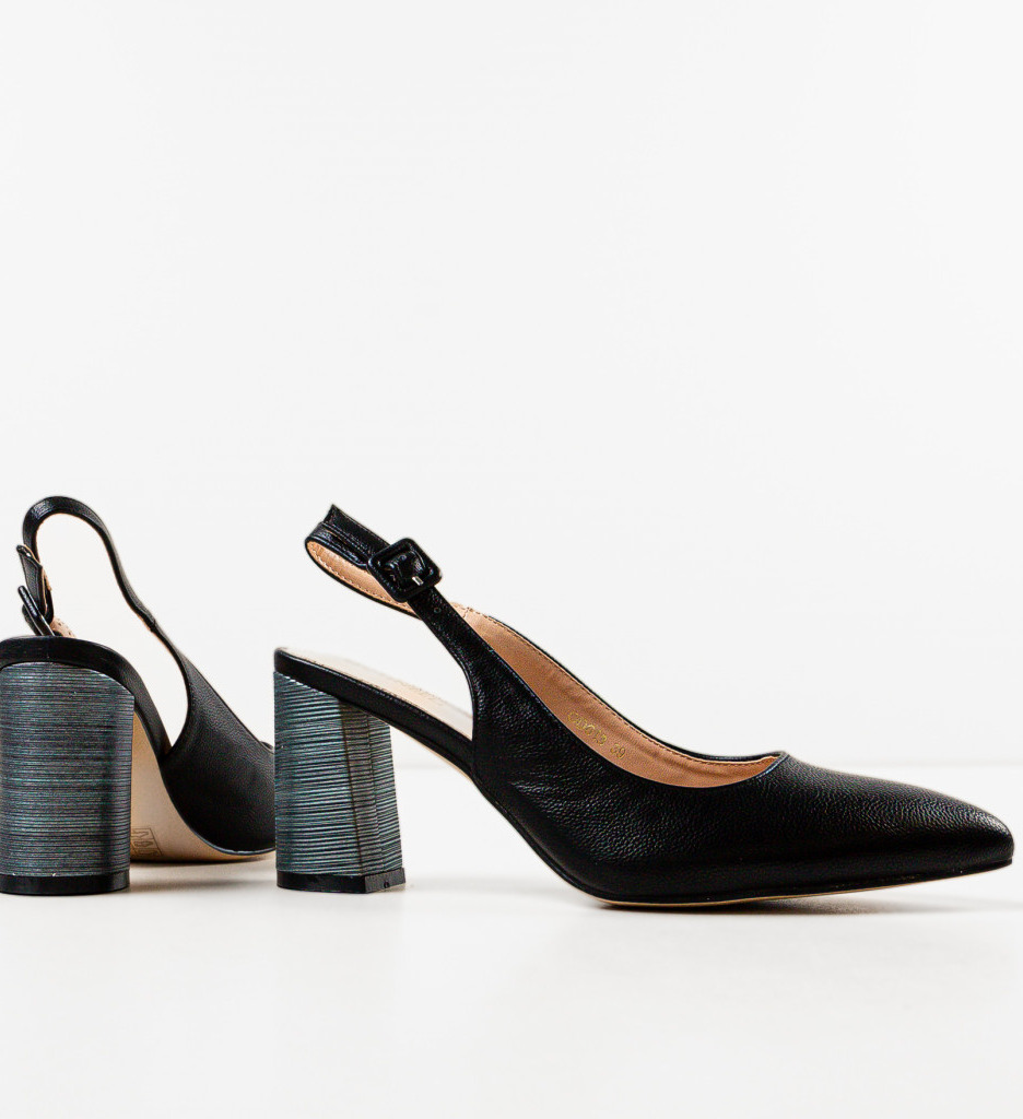 Pantofi cu Toc Soka Negri - Eleganță și Confort - imagine 7
