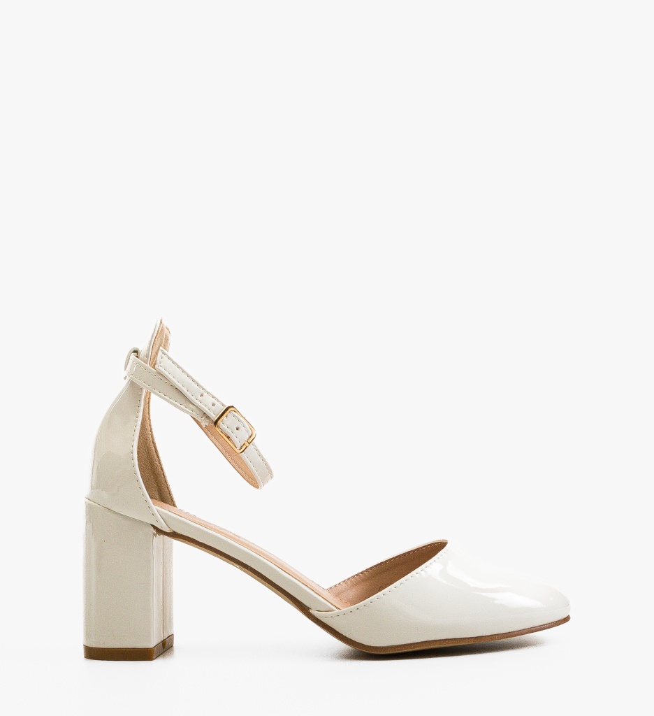 Pantofi Dama Peppre Albe cu Toc Eleganți - imagine 3