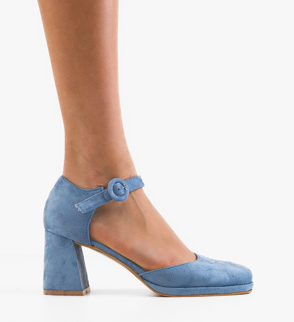 Pantofi dama Rafe Albastri cu toc elegant - imagine 5