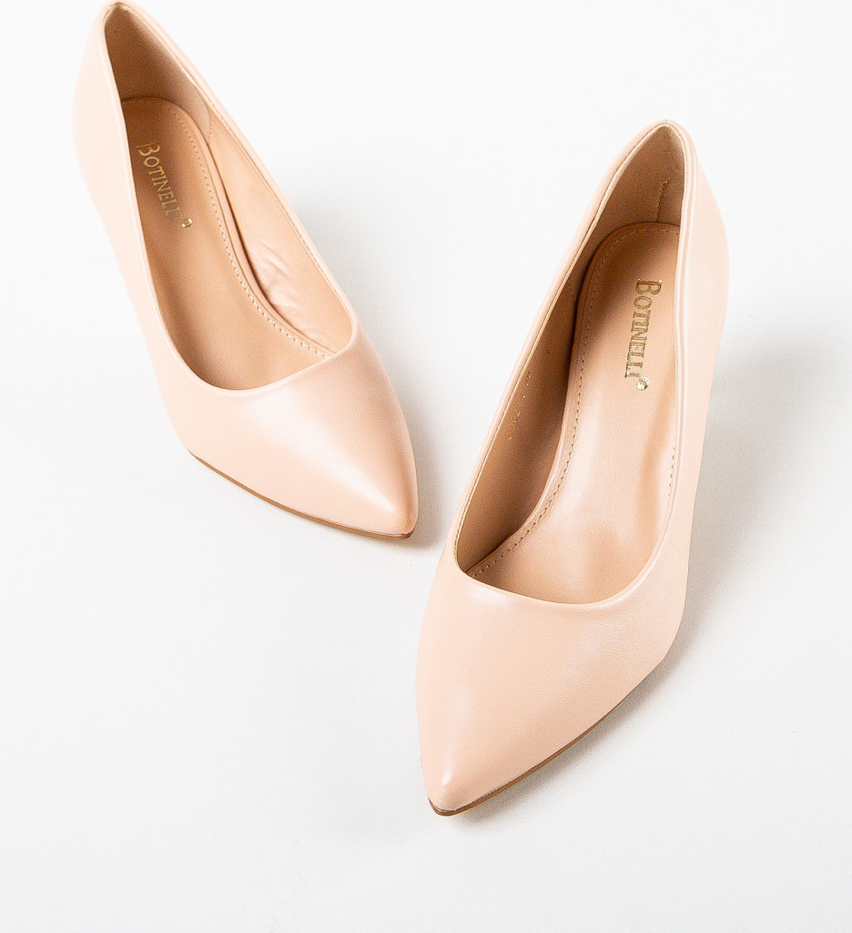 Pantofi Cheloo Nude cu toc elegant - imagine 5