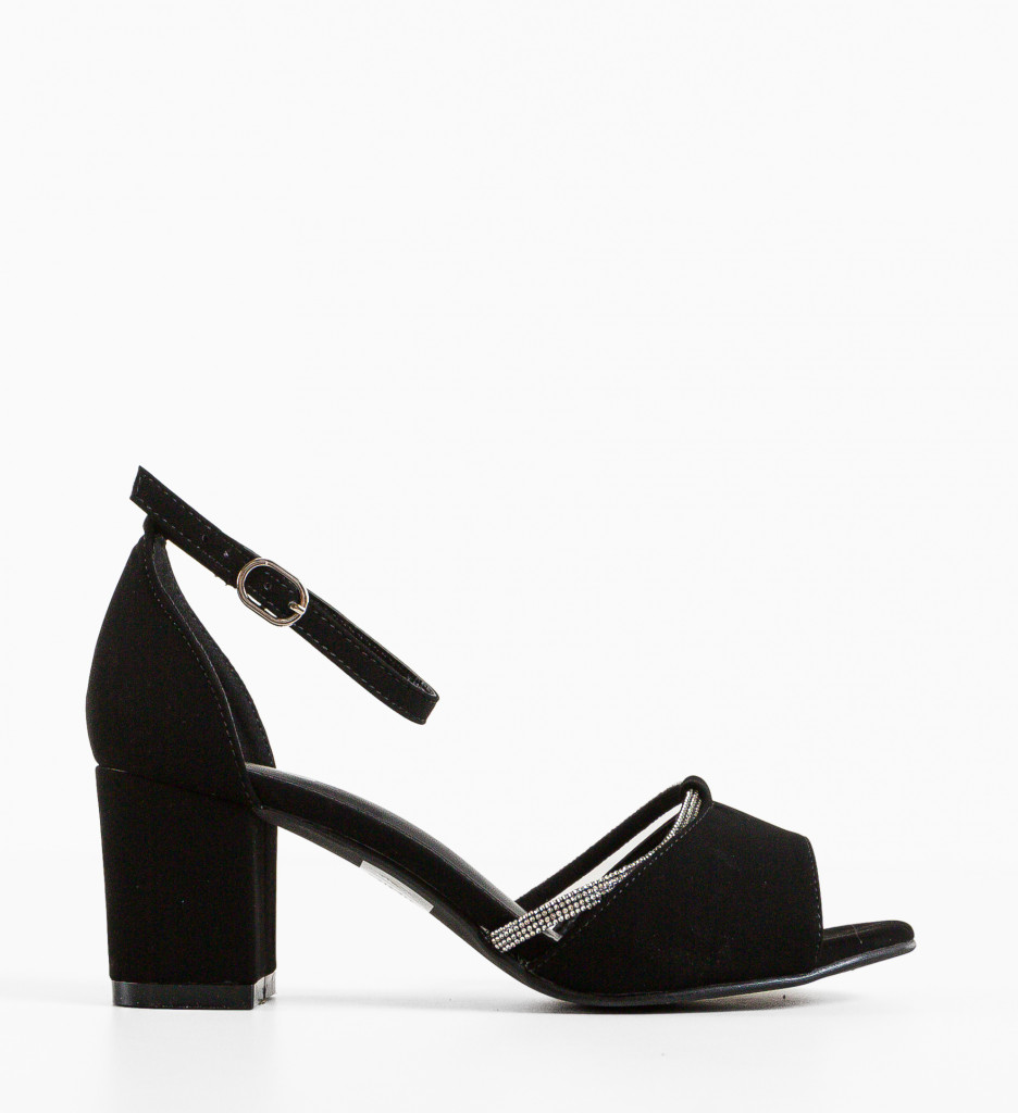 Sandale Leyre Negre cu Toc Elegant - imagine 6