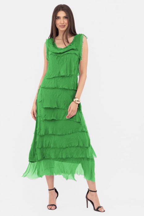 Rochie Verde Matase Shopika | Eleganta si Stil