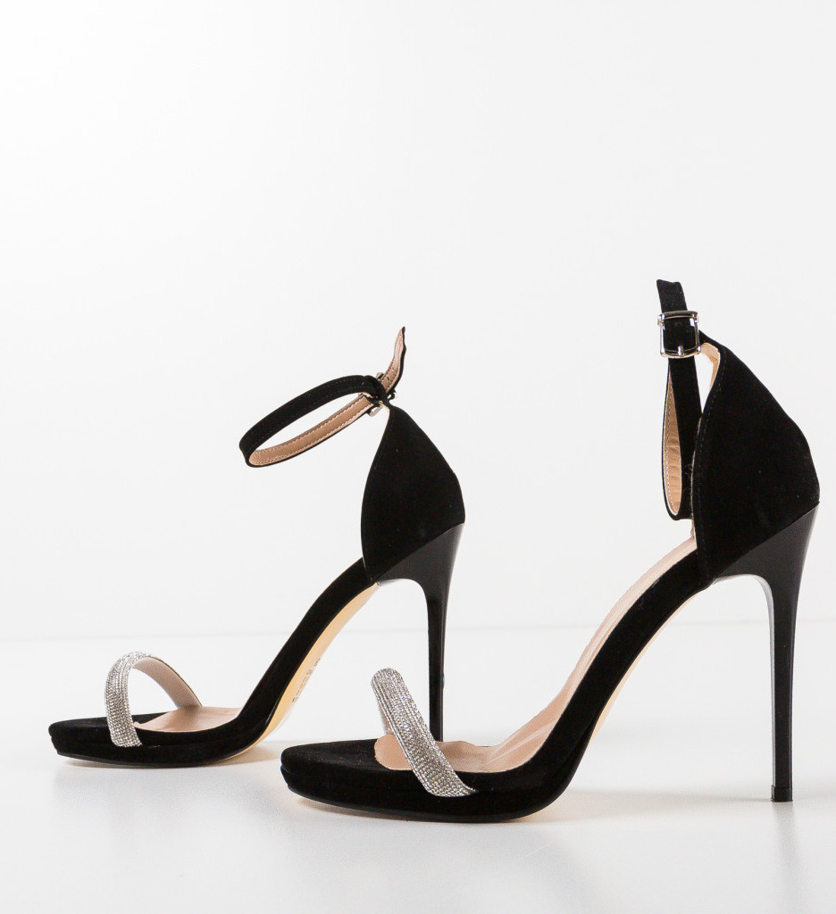 Sandale Tipsy Negre cu Toc Elegant - imagine 8