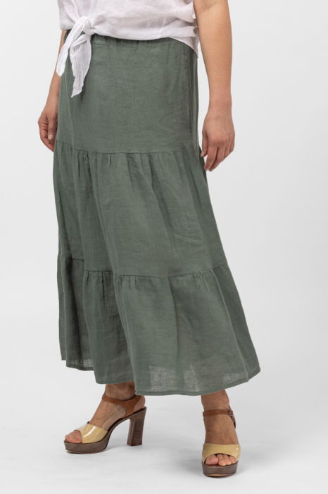 Fusta din In Kaki cu Volane | Shopika