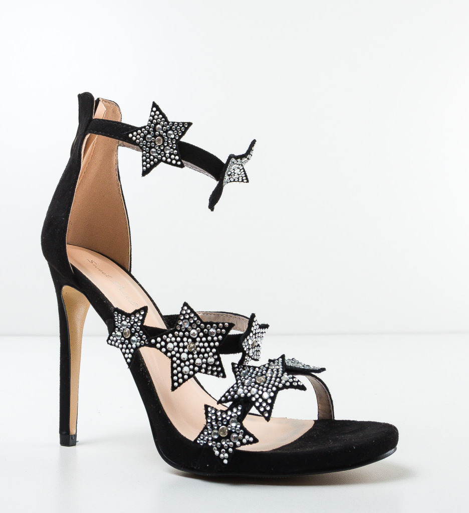 Sandale Fantase Negre cu Toc Elegant - imagine 5