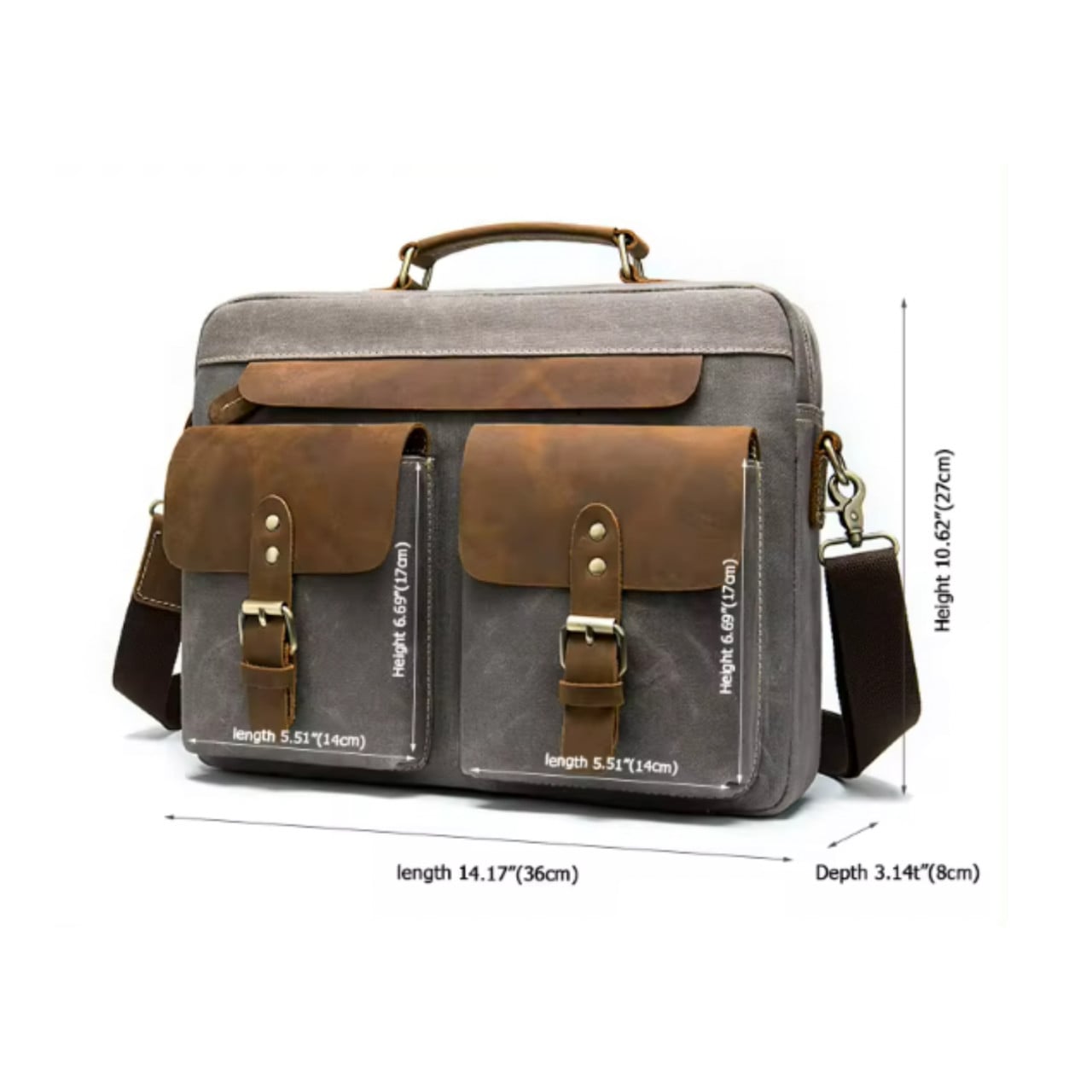 Servieta Delis Unisex, Denim & Piele, Organizare - imagine 5