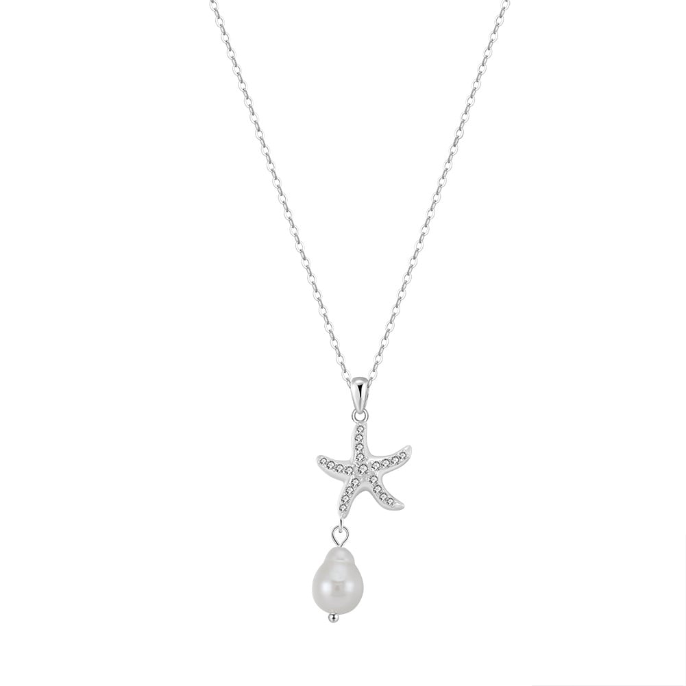 Lantisor argint 925 cu stea de mare si perla naturala Rinntin