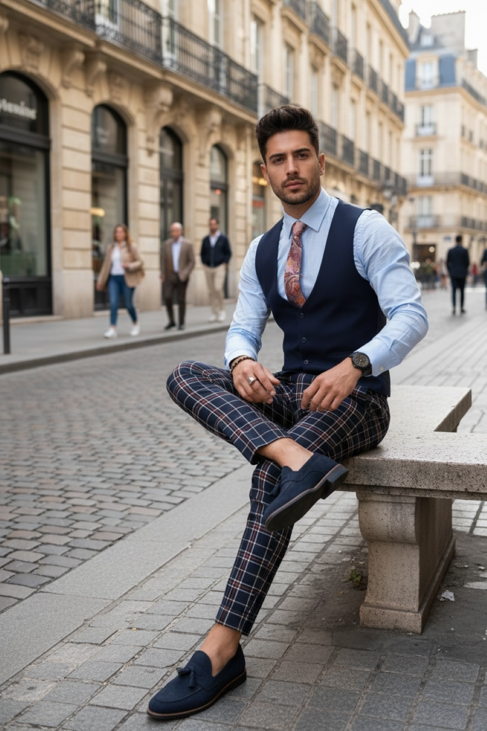 Compleu Barbati Elegant Vesta + Pantaloni - imagine 2