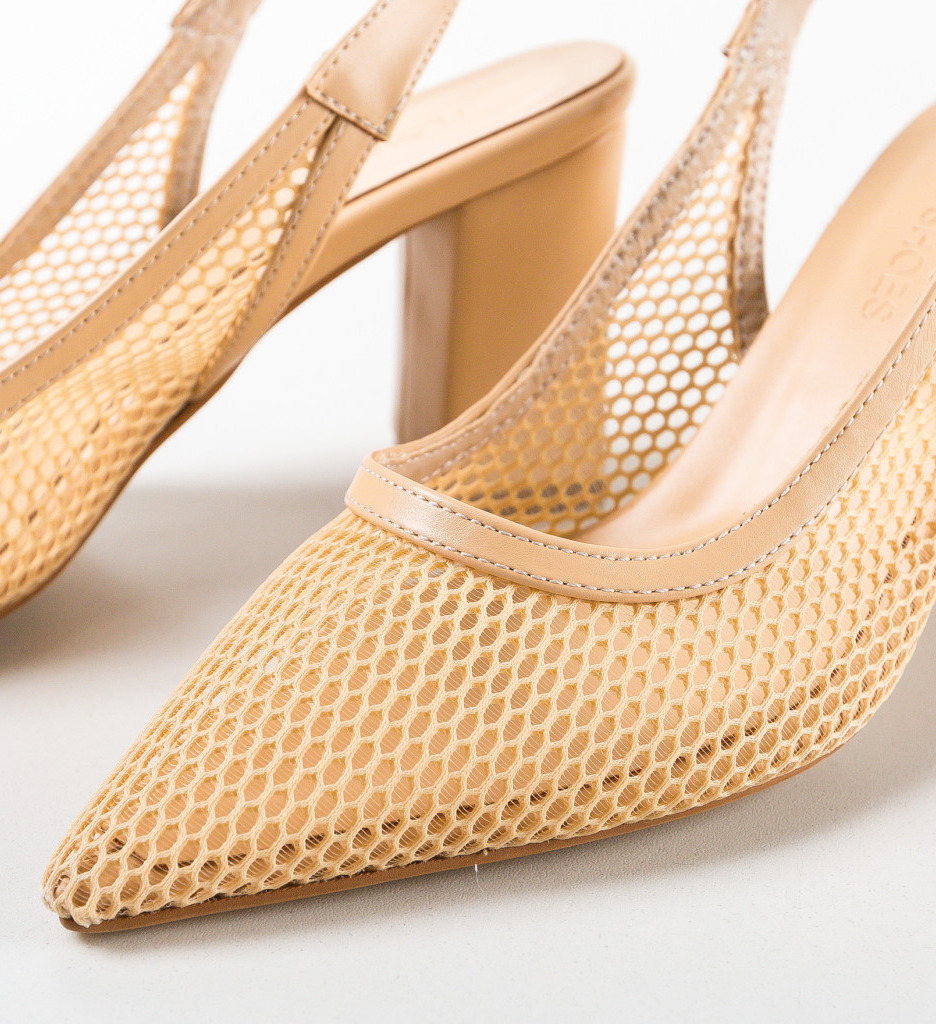 Pantofi Caresy Bej cu Toc Eleganți - imagine 8