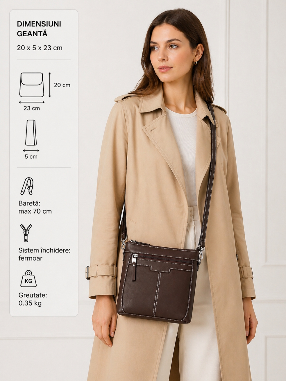 Geanta Claudie GT3881 Piele Naturală Maro India - imagine 2