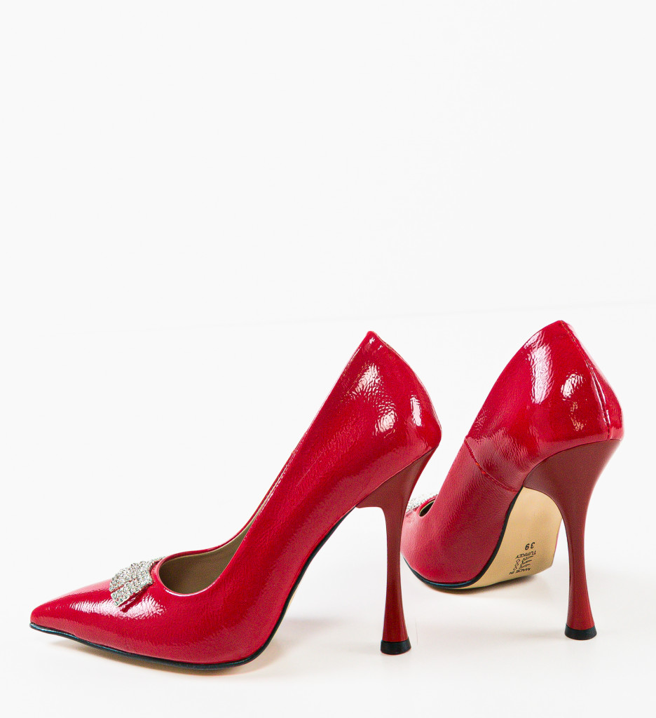 Pantofi dama Perma Rosii cu toc elegant - imagine 9