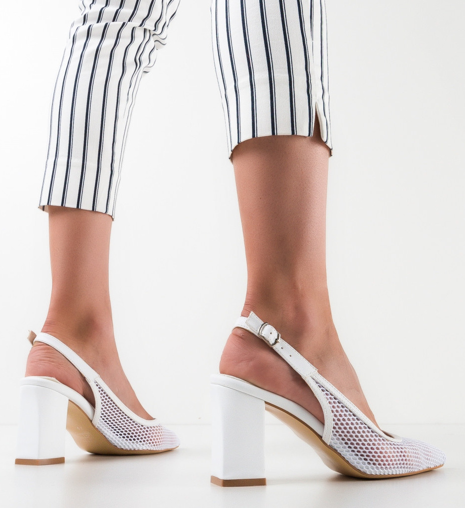 Pantofi Caresy Albi cu Toc - Eleganță și Stil