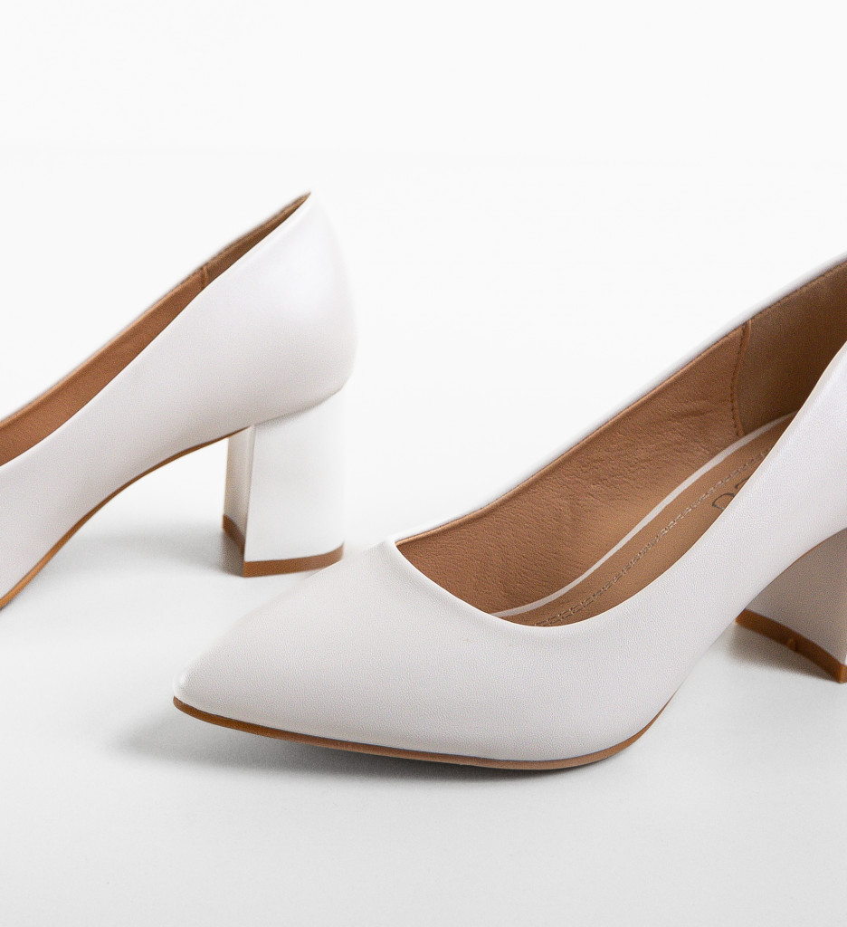 Pantofi Dama Albi cu Toc - Eleganță Asigurată - imagine 5