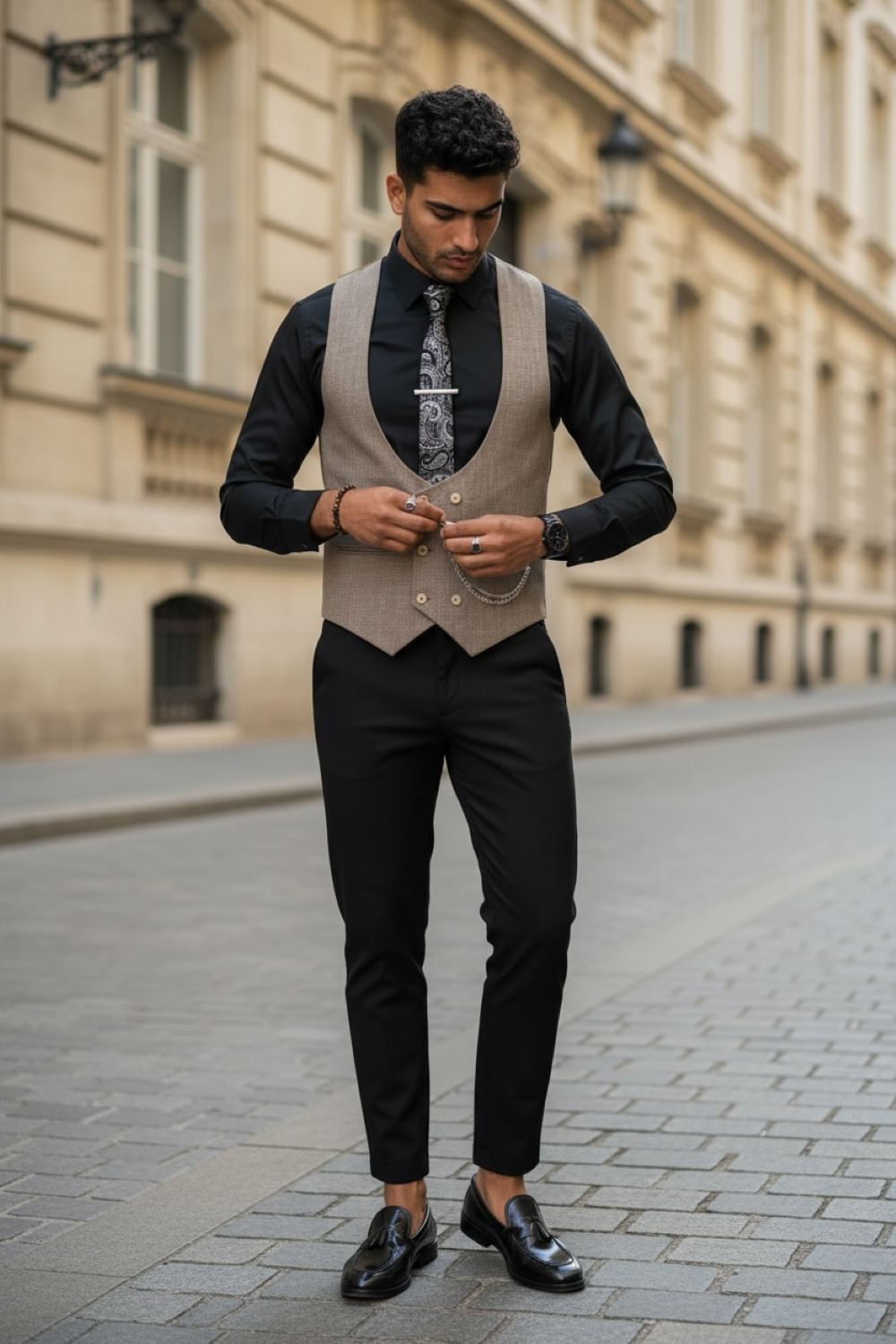 Compleu Elegant Barbati Vesta + Pantaloni - imagine 2