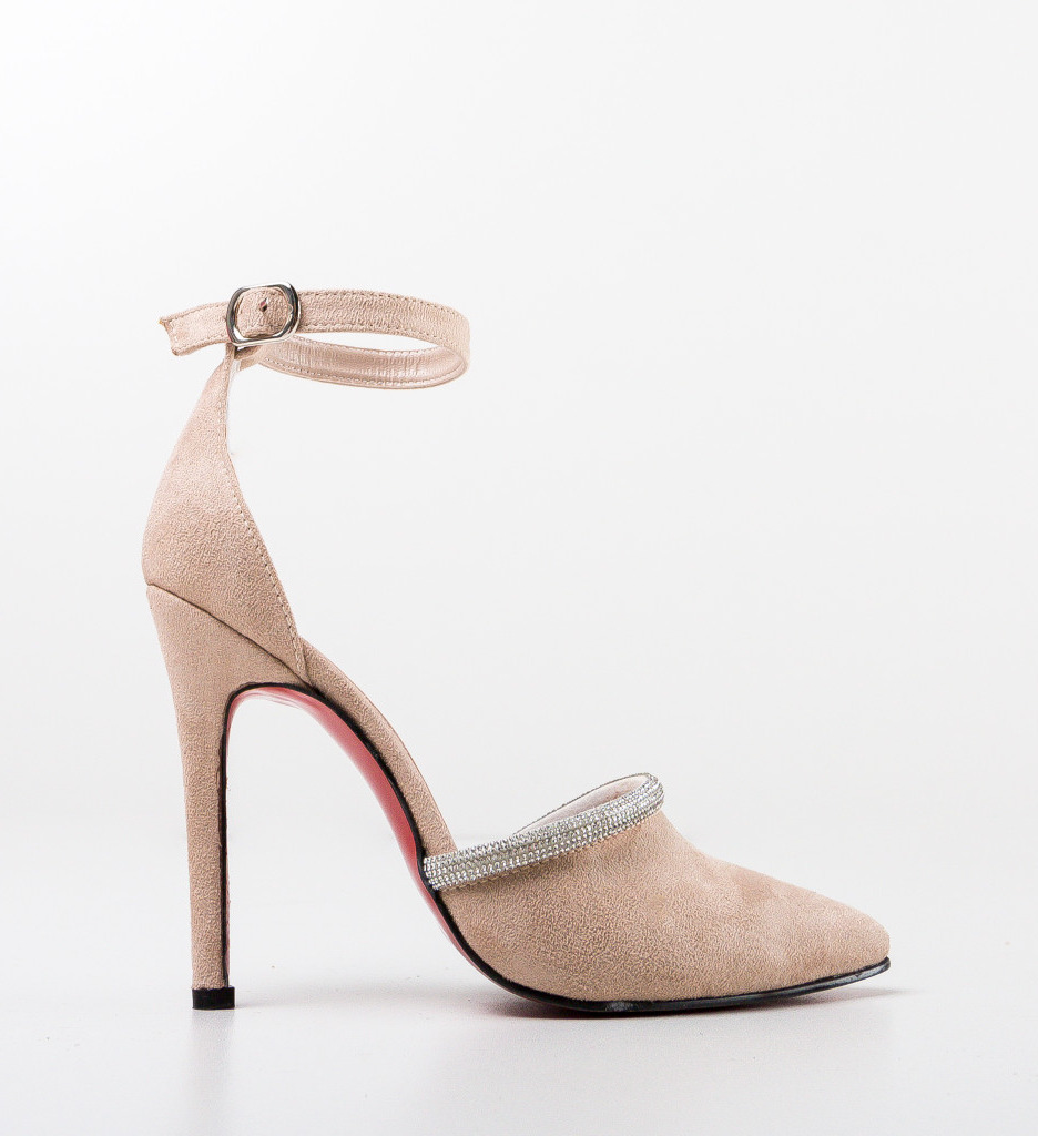 Pantofi dama Silentio Bej cu Toc Comfort - imagine 5
