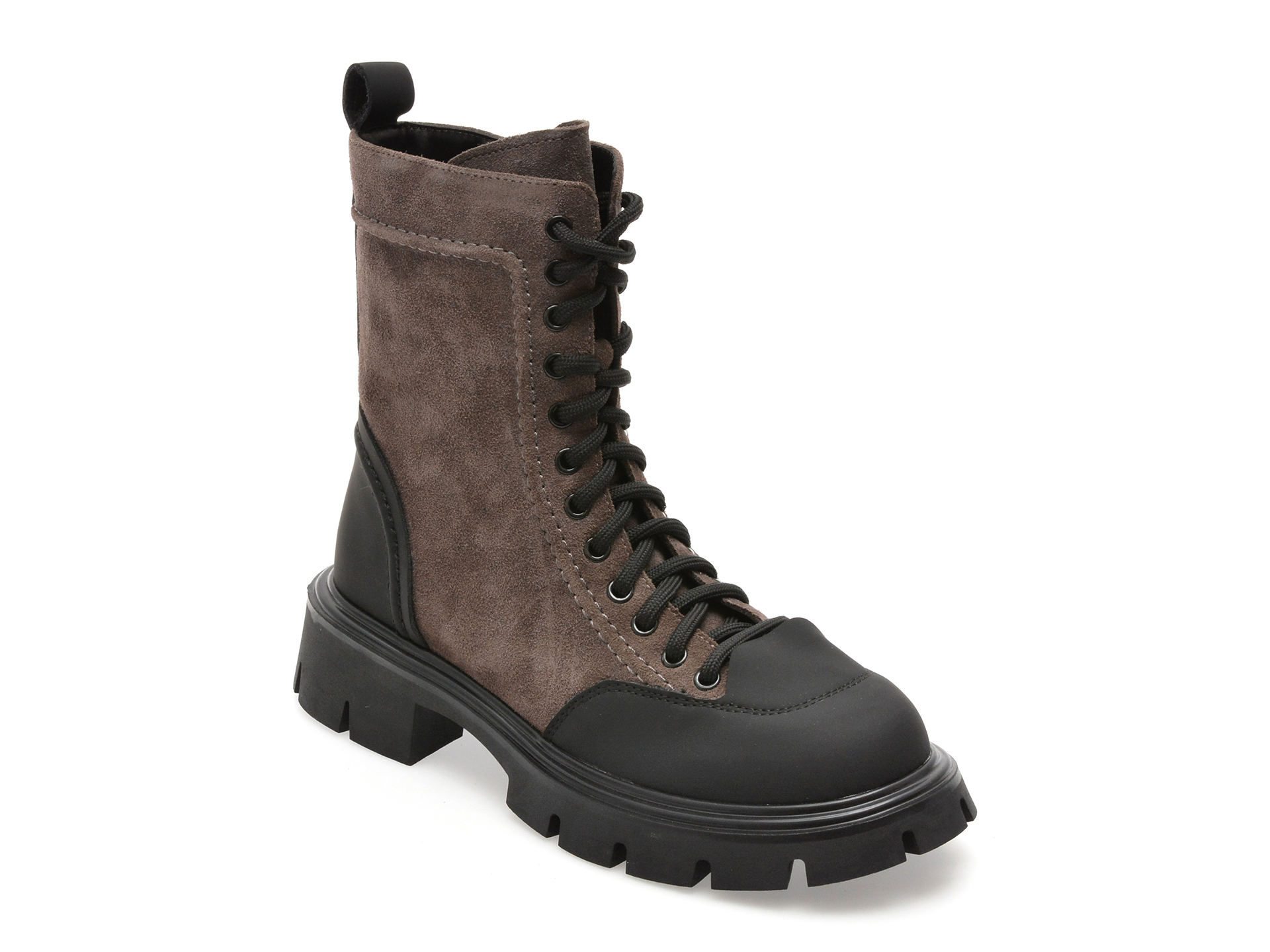 Bocanci Flavia Passini Piele Intoarsa Gri Eleganți