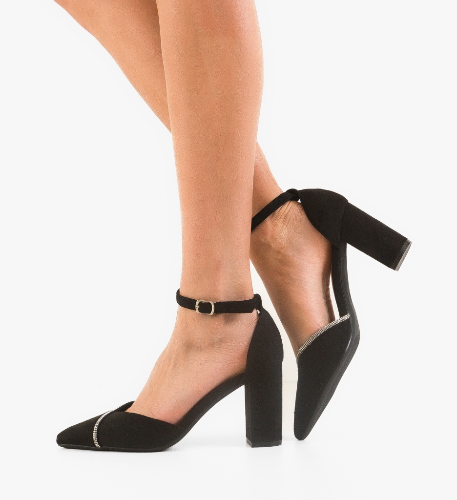 Pantofi Cemere Negri Eleganți cu Toc - imagine 2
