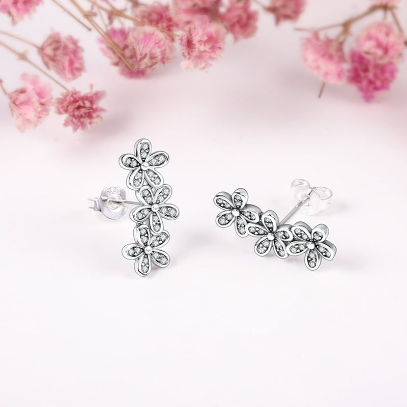 Cercei Argint Flori Delis | Eleganță cu Rodiu - imagine 2