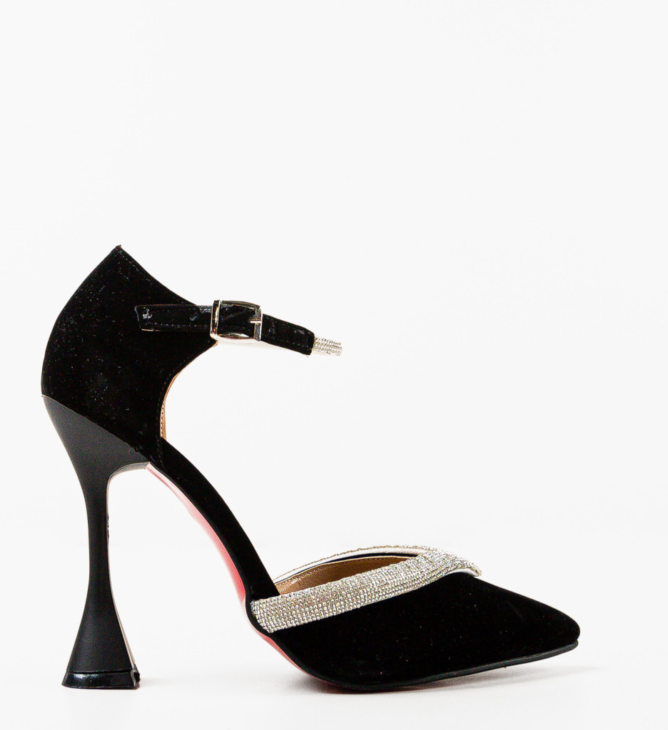 Pantofi Dama Nyert Negri cu Toc Eleganți - imagine 4