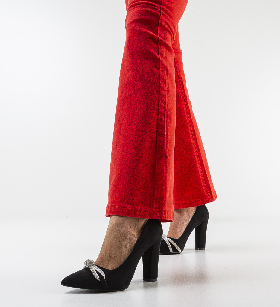 Pantofi Otbal Negri cu Toc Eleganți - imagine 2