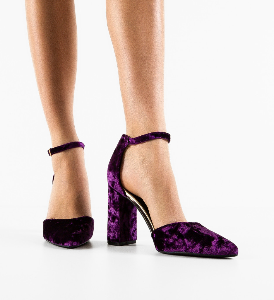 Pantofi dama Ioan Mov cu toc elegant - imagine 2