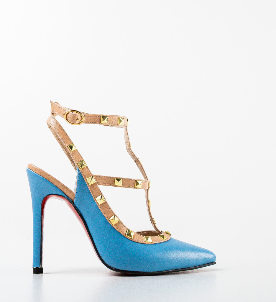 Pantofi Habile Albastri cu Toc - Eleganță și Stil - imagine 4