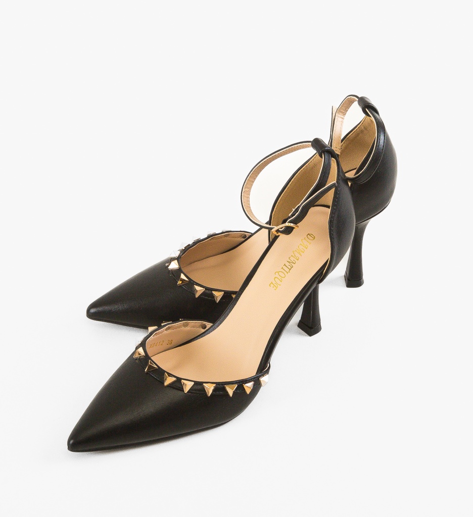 Pantofi Dama Bashe Negri cu Toc Eleganți - imagine 5