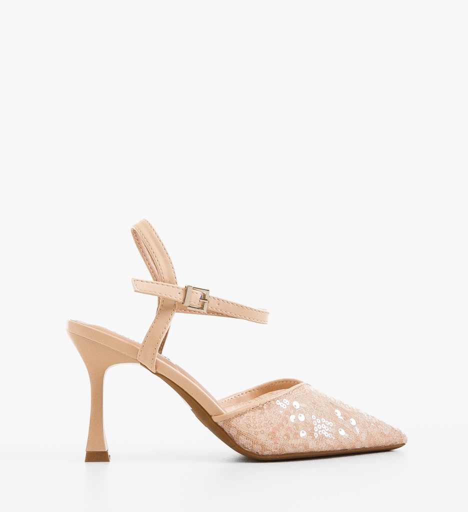 Pantofi dama Rayan Bej eleganti cu toc - imagine 2