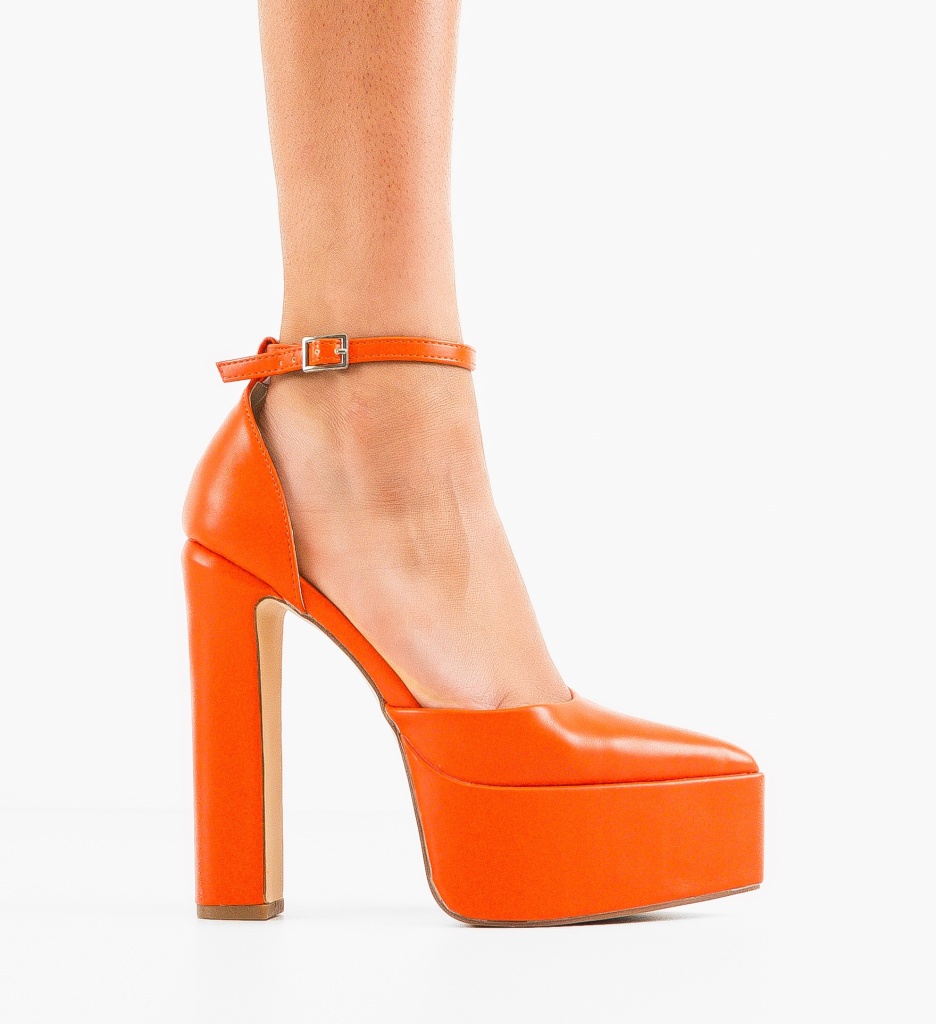 Pantofi cu Toc Marianne Portocalii | Eleganți - imagine 5