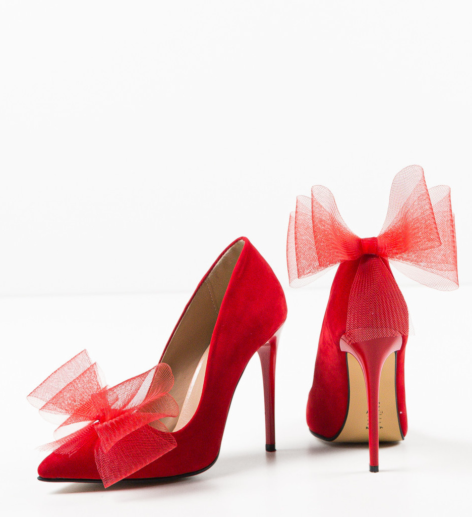 Pantofi Dama Monroe Rosii cu Toc Eleganti - imagine 7