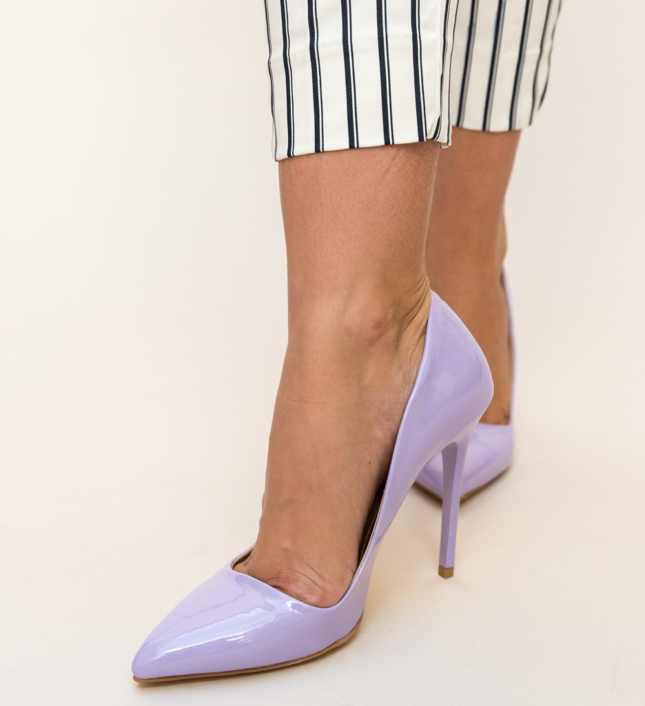 Pantofi Shaggy Mov cu Toc - Stil Elegant - imagine 3