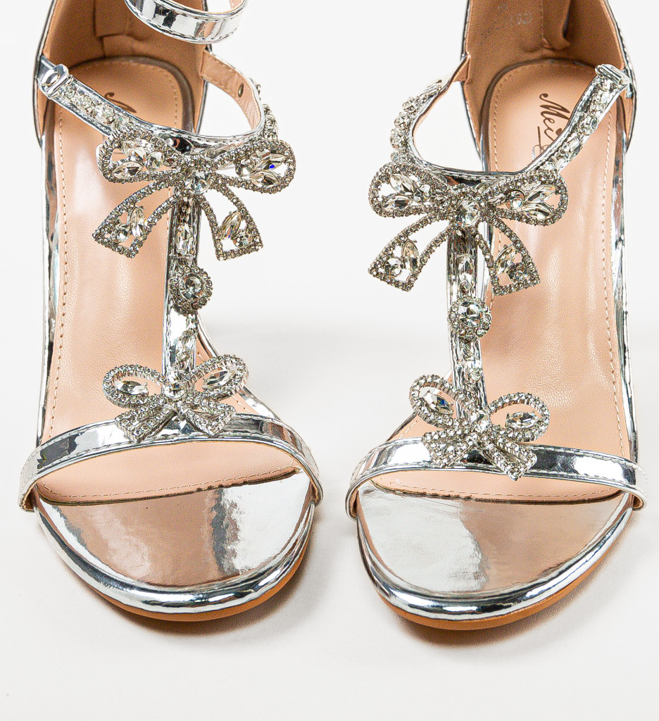 Sandale Toc Argintii Sava - Stil Elegant - imagine 6
