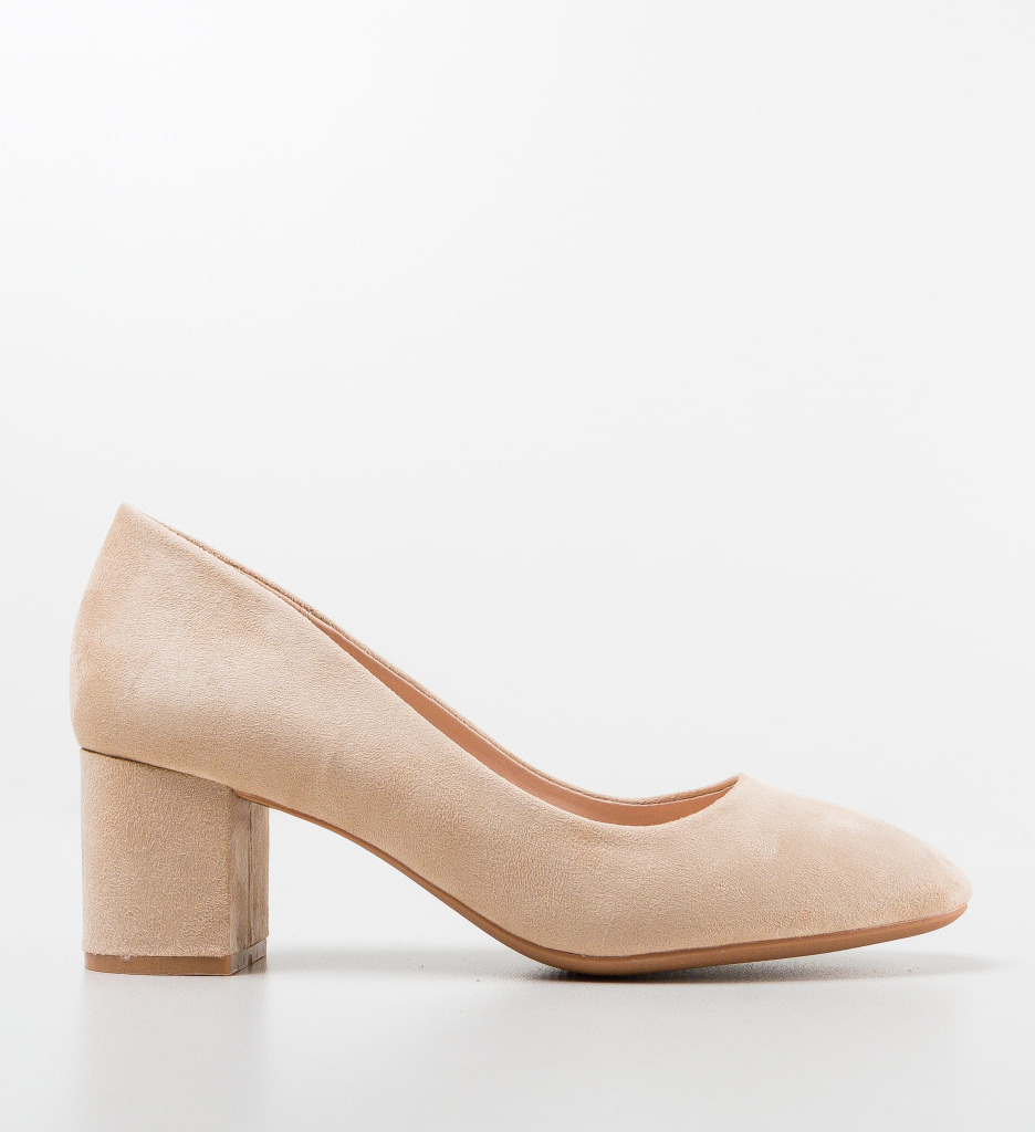 Pantofi Dalex Bej Eleganți cu Toc - imagine 4