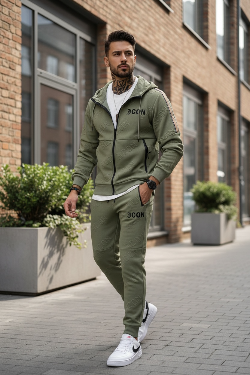 Trening Barbati Slim Fit Kaki | Material Premium