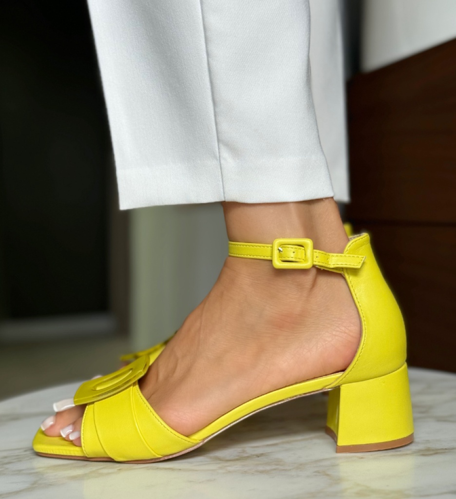 Sandale Toc Galbene Pokazaha - Stil și Eleganță - imagine 4