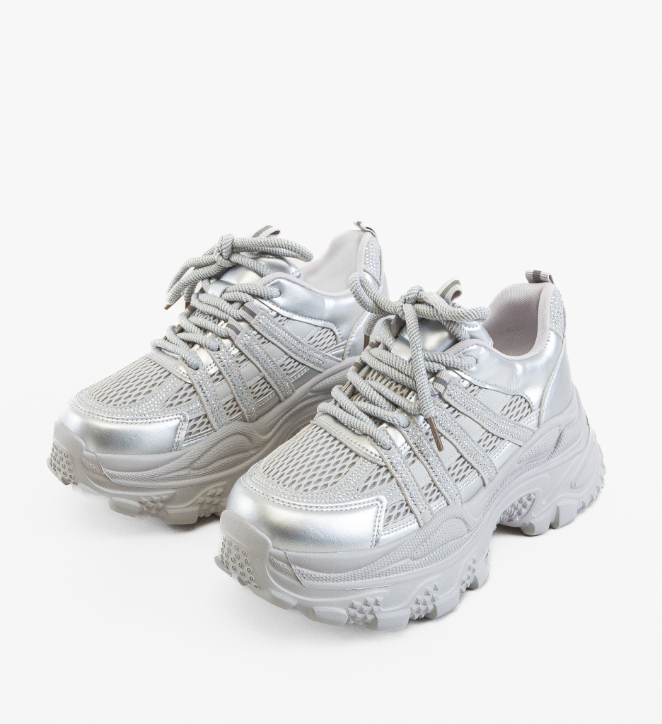 Sneakers Dama Zerra Argintii - Stil și Confort Sport - imagine 6