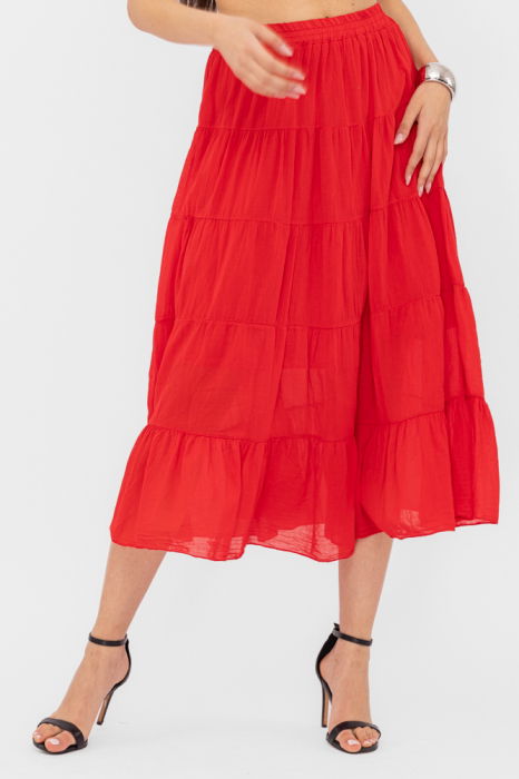 Fusta Rosie cu Volane Shopika | Eleganta si Confort