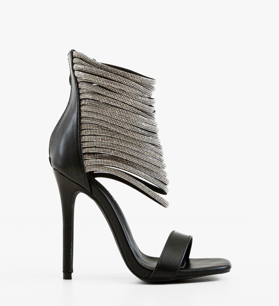 Sandale Dama Pone Negre Elegante cu Toc - imagine 8