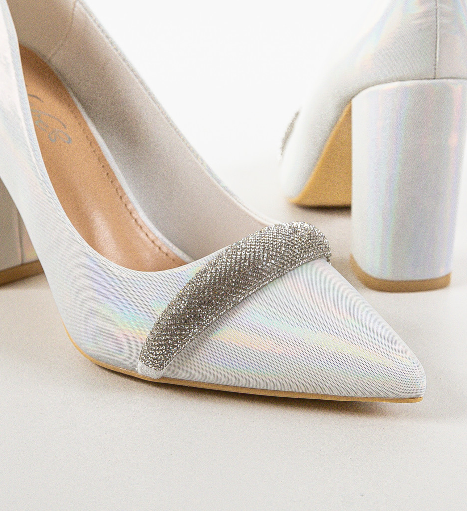 Pantofi Dama Albi Eleganți cu Toc | Stil Refined - imagine 5