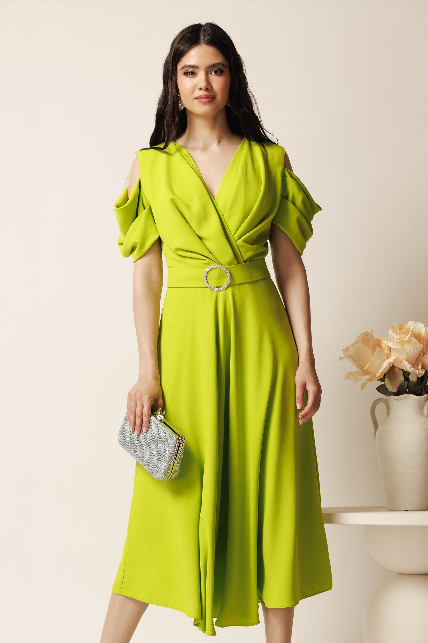 Rochie Midi Verde Crud Voal Clos LaDonna