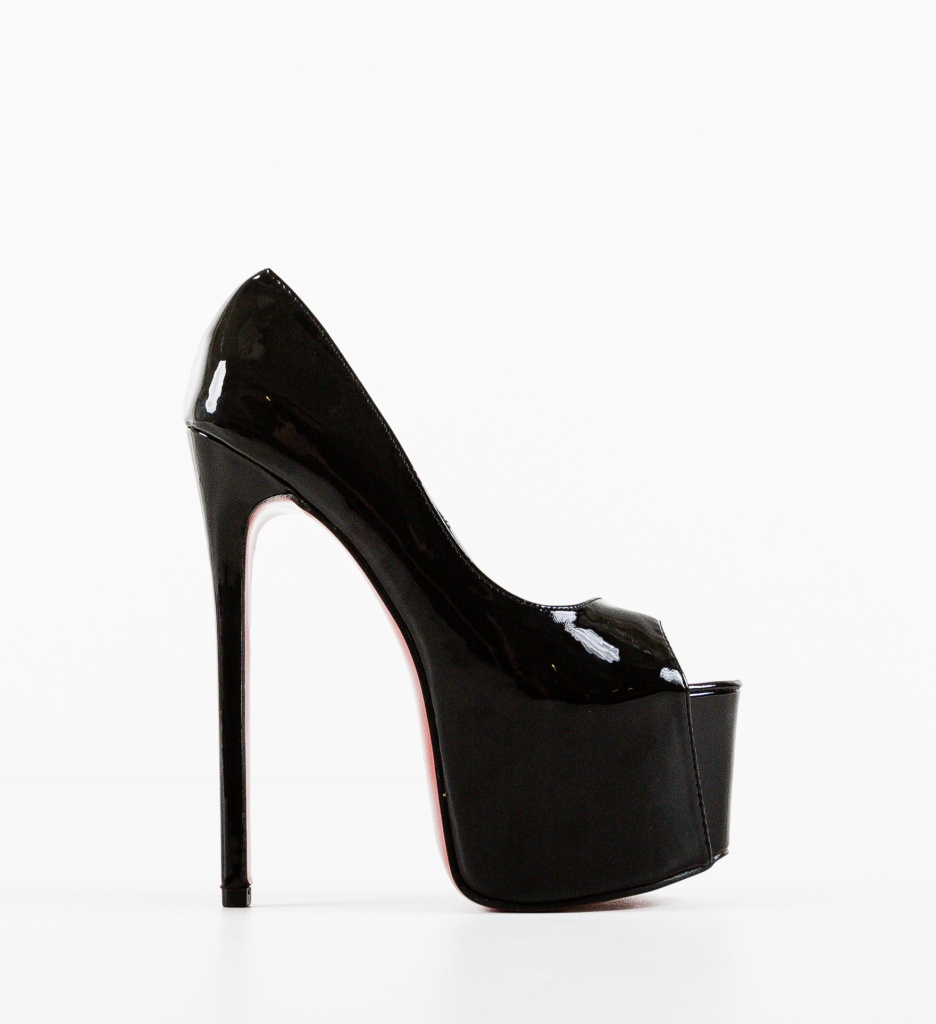 Pantofi dama Tamales Negri eleganți cu toc - imagine 6